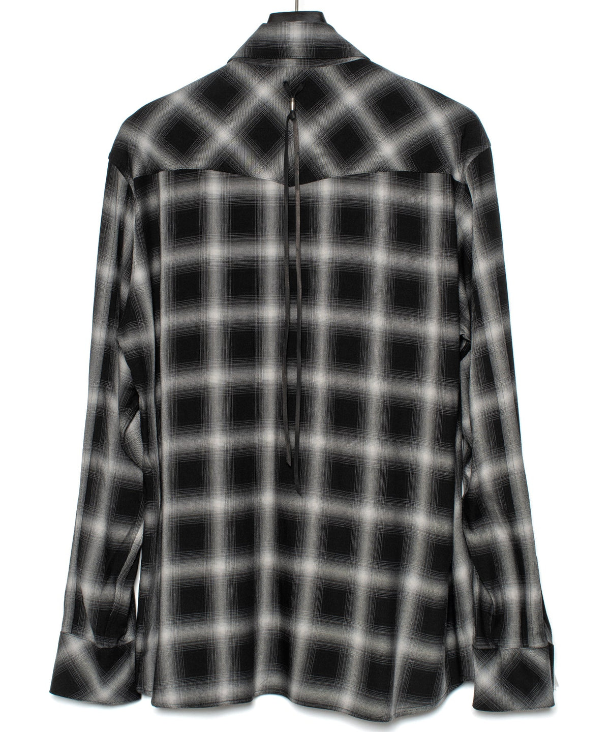 レーヨン ツイル オンブレーチェック ロングスリーブシャツ - BLACK
