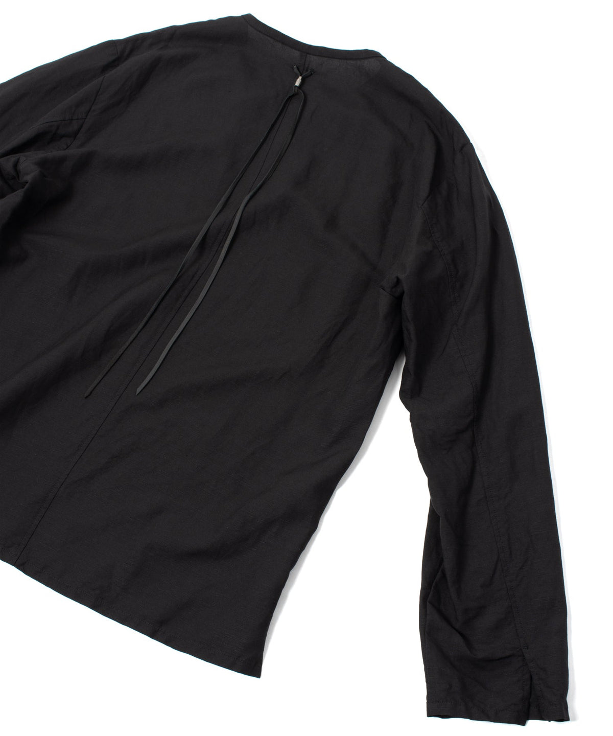 レーヨン リネン トロピカル ウォッシュ タンブラー仕上げ L/S スキッパーシャツ  - BLACK-7