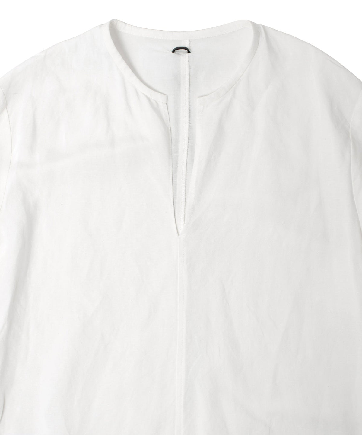 レーヨン リネン トロピカル ウォッシュ タンブラー仕上げ L/S スキッパーシャツ  - WHITE-3