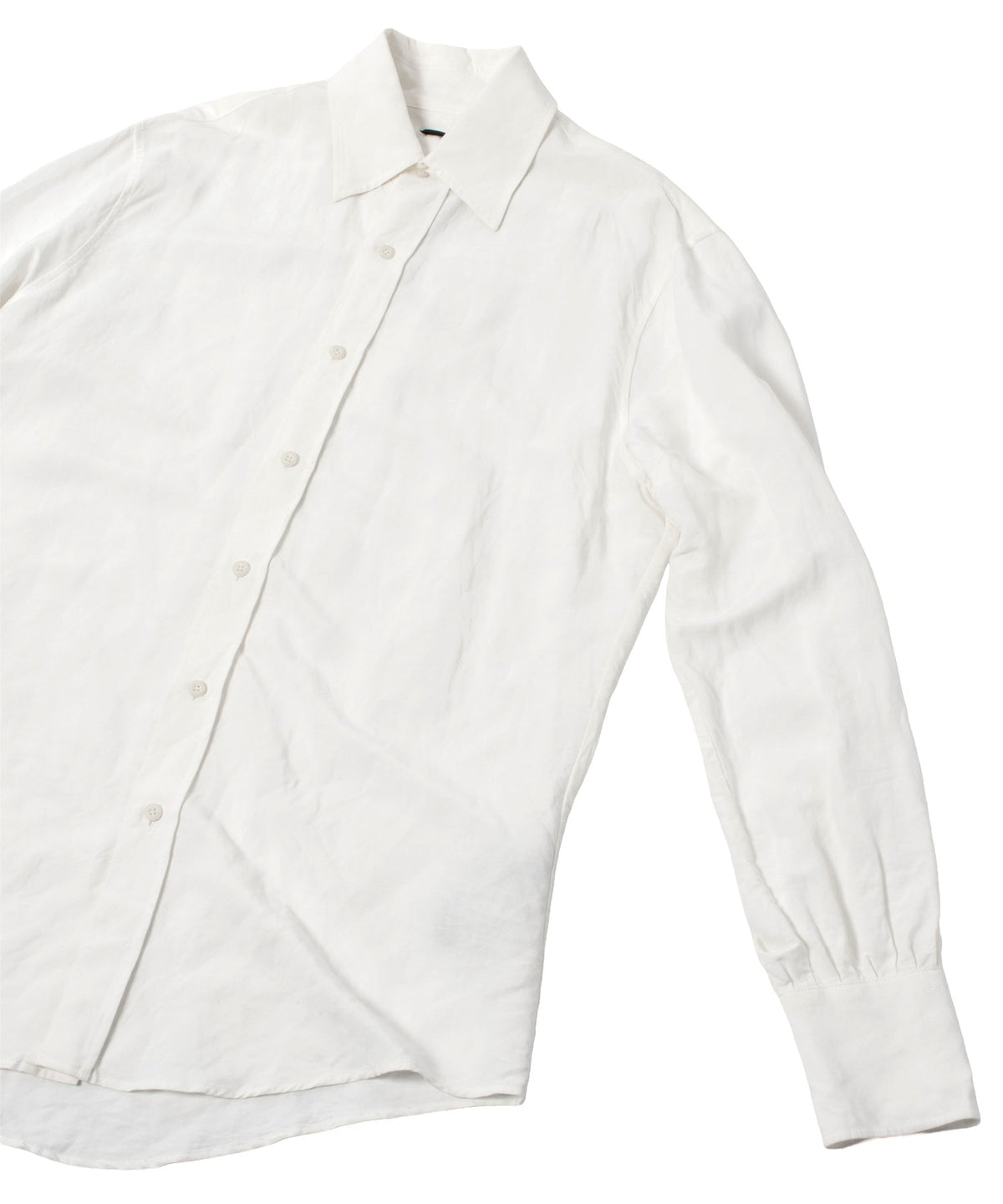 レーヨン リネン トロピカル ウォッシュ タンブラー仕上げ L/S ドレスシャツ - WHITE-7