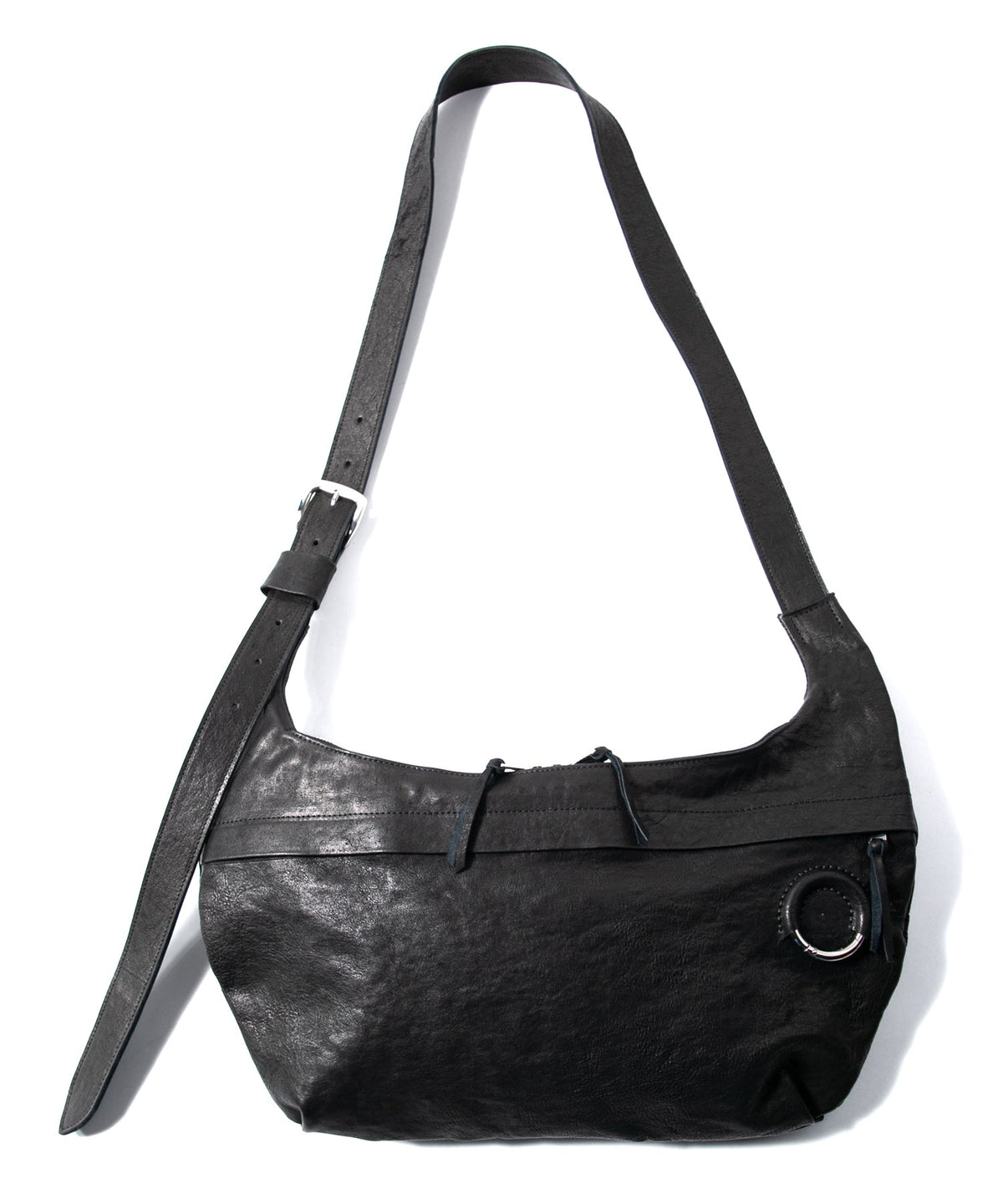 フルタンニン ピット鞣し シュリンク ホースハイド SHAFTER バナナバッグ  - BLACK
