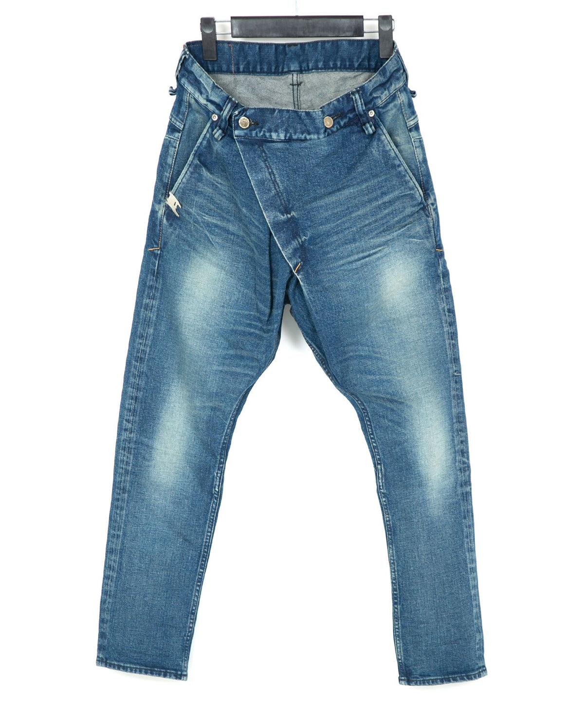 12.5oz オーガニックコットン ストレッチデニム Over Down オーバーラップ タイトストレート ユーズド加工 - INDIGO-1