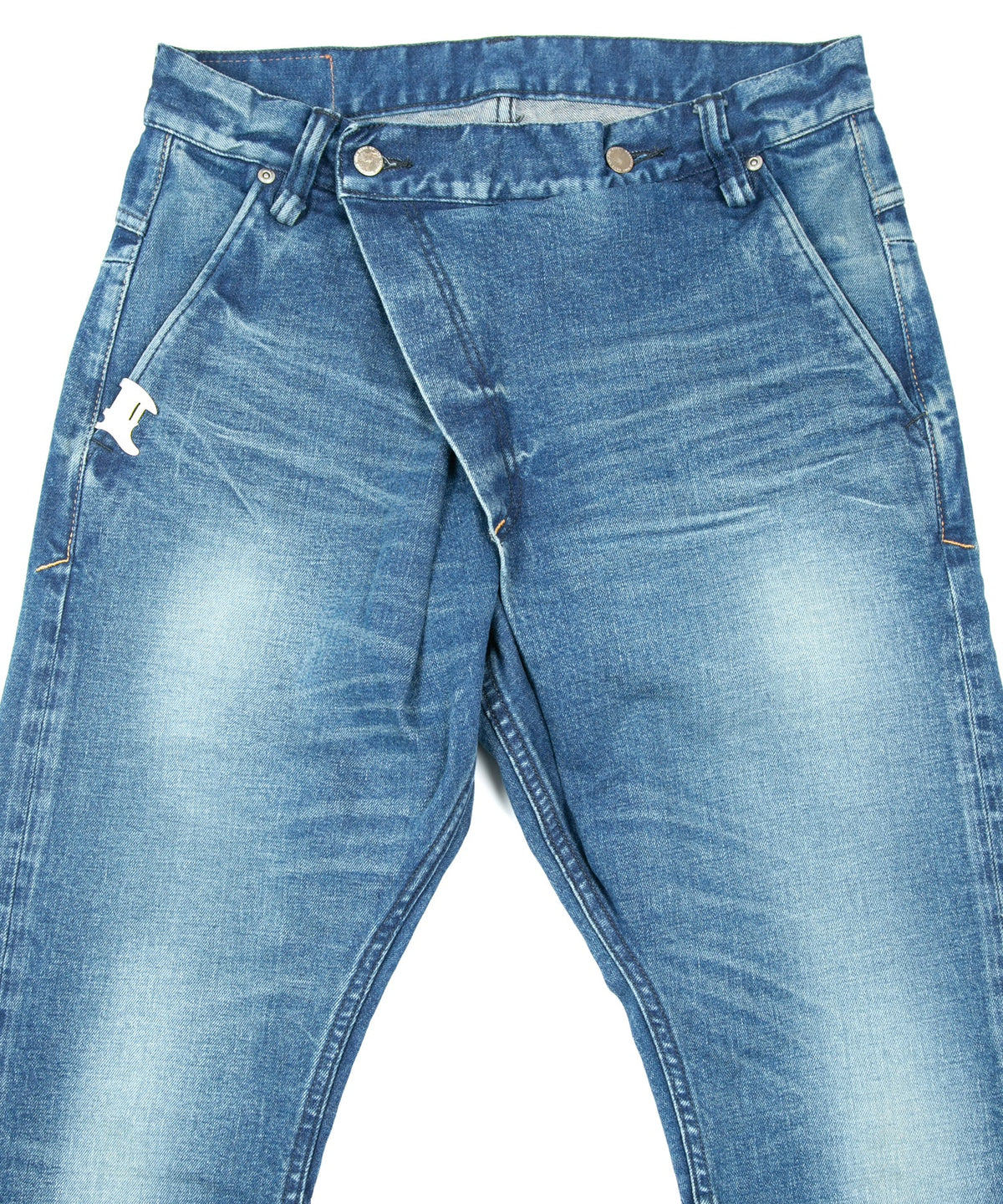 12.5oz オーガニックコットン ストレッチデニム Over Down オーバーラップ タイトストレート ユーズド加工 - INDIGO-5