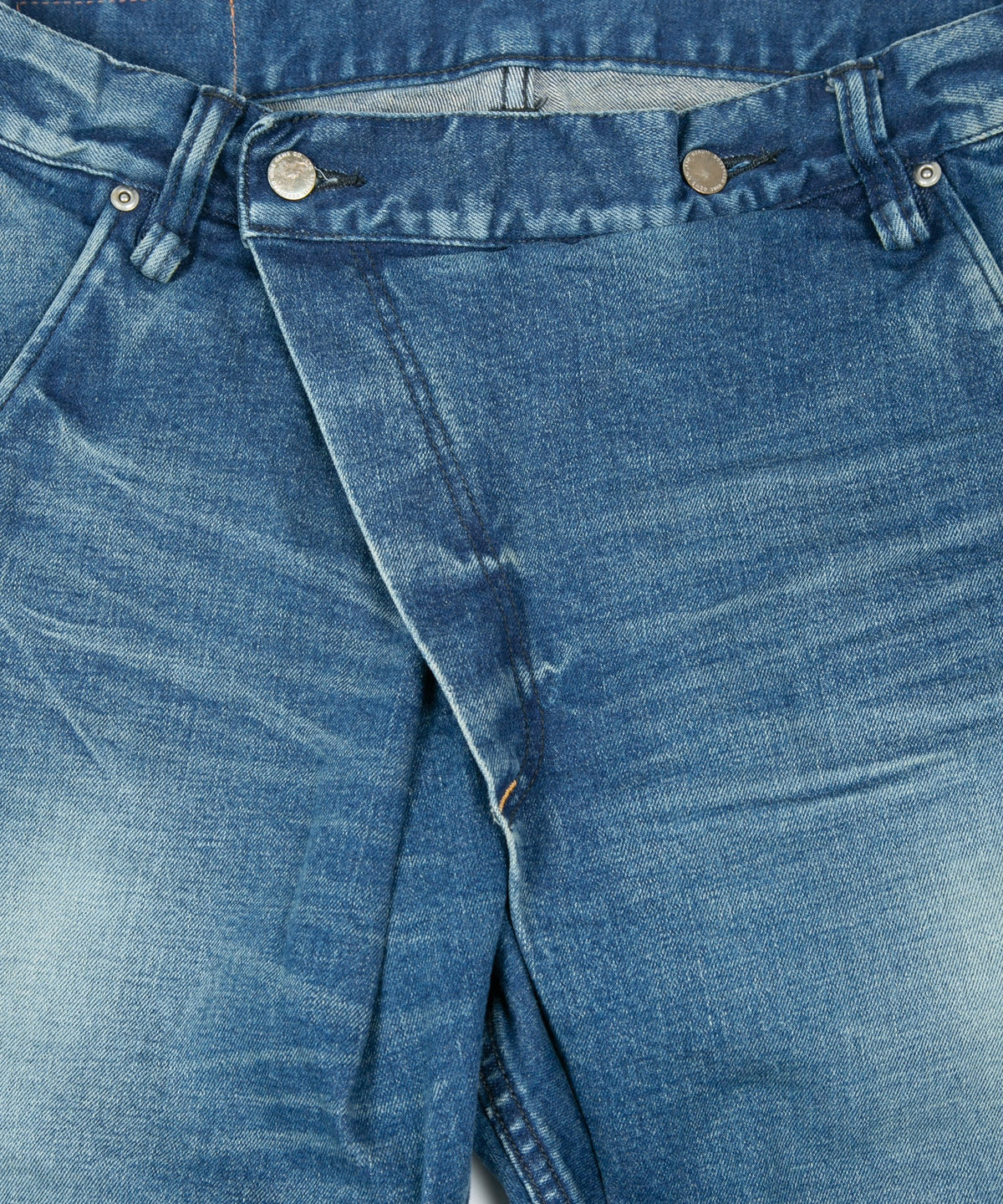 12.5oz オーガニックコットン ストレッチデニム Over Down オーバーラップ タイトストレート ユーズド加工 - INDIGO-6