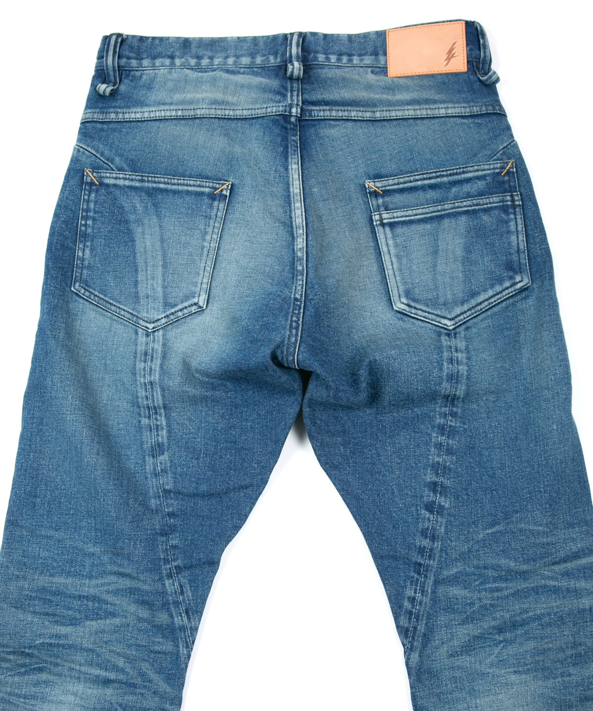 12.5oz オーガニックコットン ストレッチデニム Over Down オーバーラップ タイトストレート ユーズド加工 - INDIGO-4