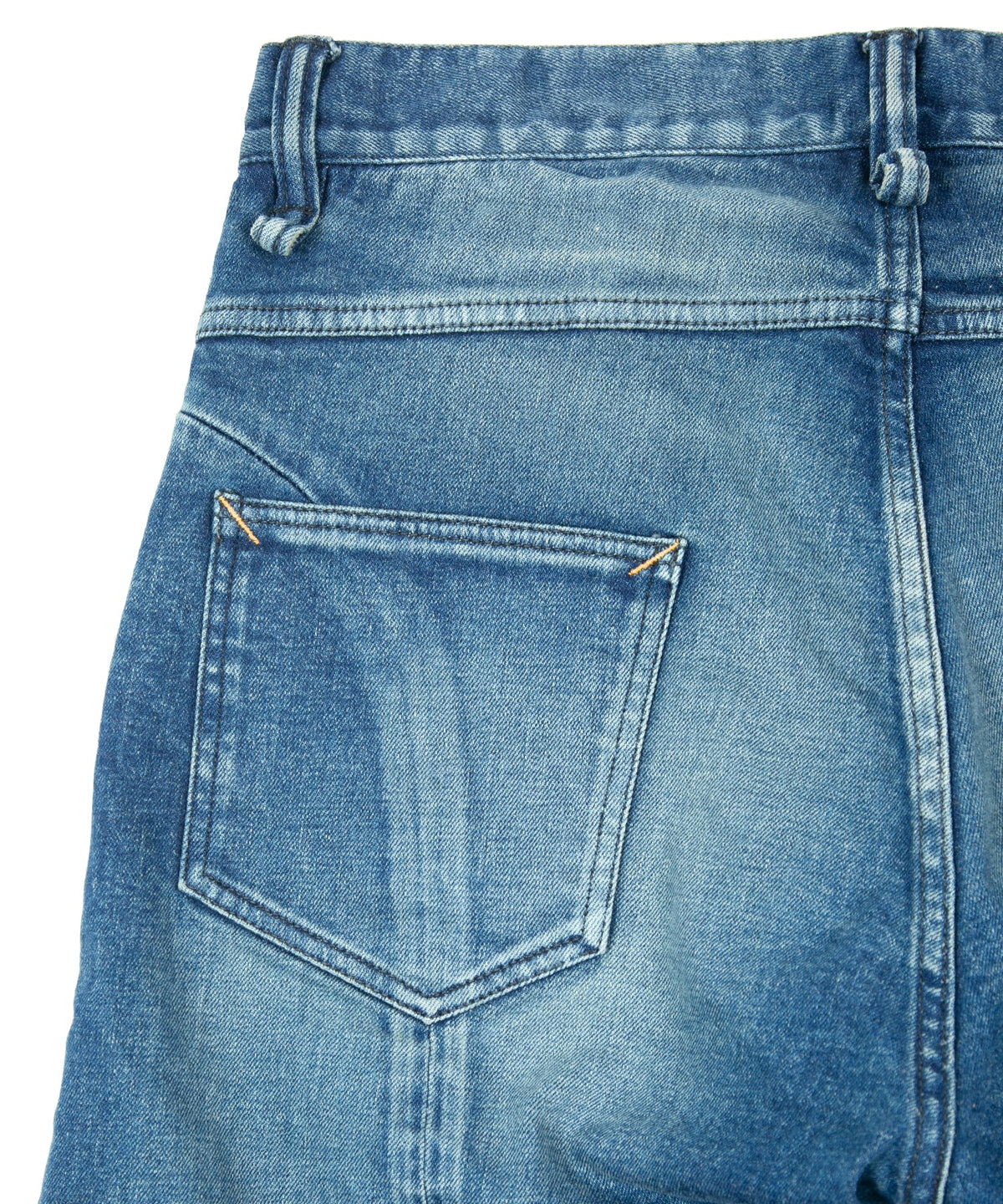12.5oz オーガニックコットン ストレッチデニム Over Down オーバーラップ タイトストレート ユーズド加工 - INDIGO-10