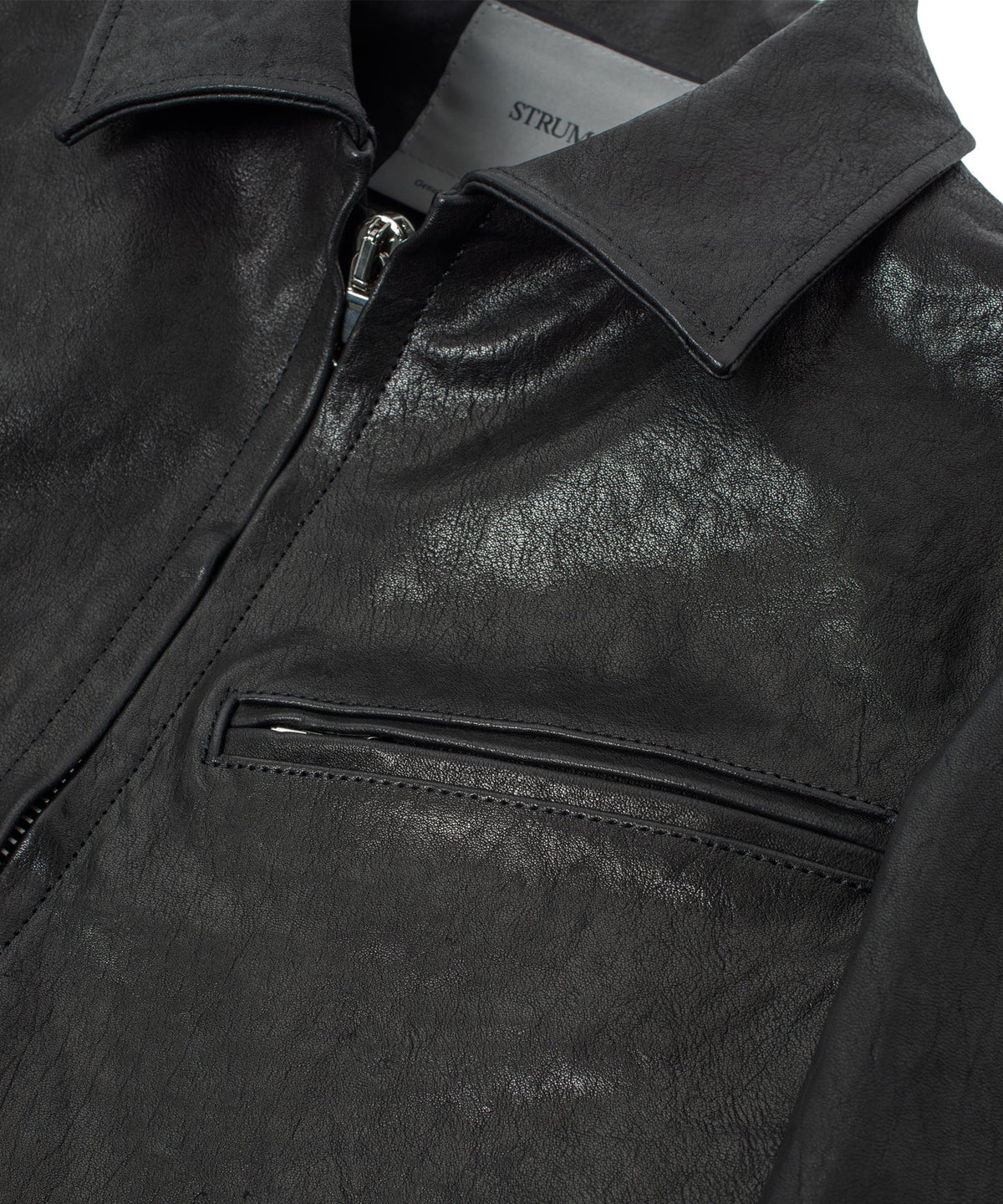 フルタンニン ピット鞣し シュリンク ホースハイド REDWOOD スポーツジャケット - BLACK-4