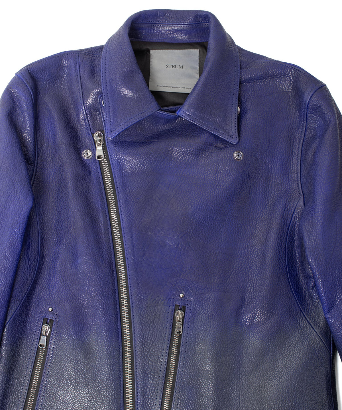 フルベジタブルタンニン鞣し イタリアン シュリンク ダブルショルダー 燃焼製品染め Burning Dyed  HI-FLYER Grande Fit ダブルライダースジャケット - ASH AZU-6
