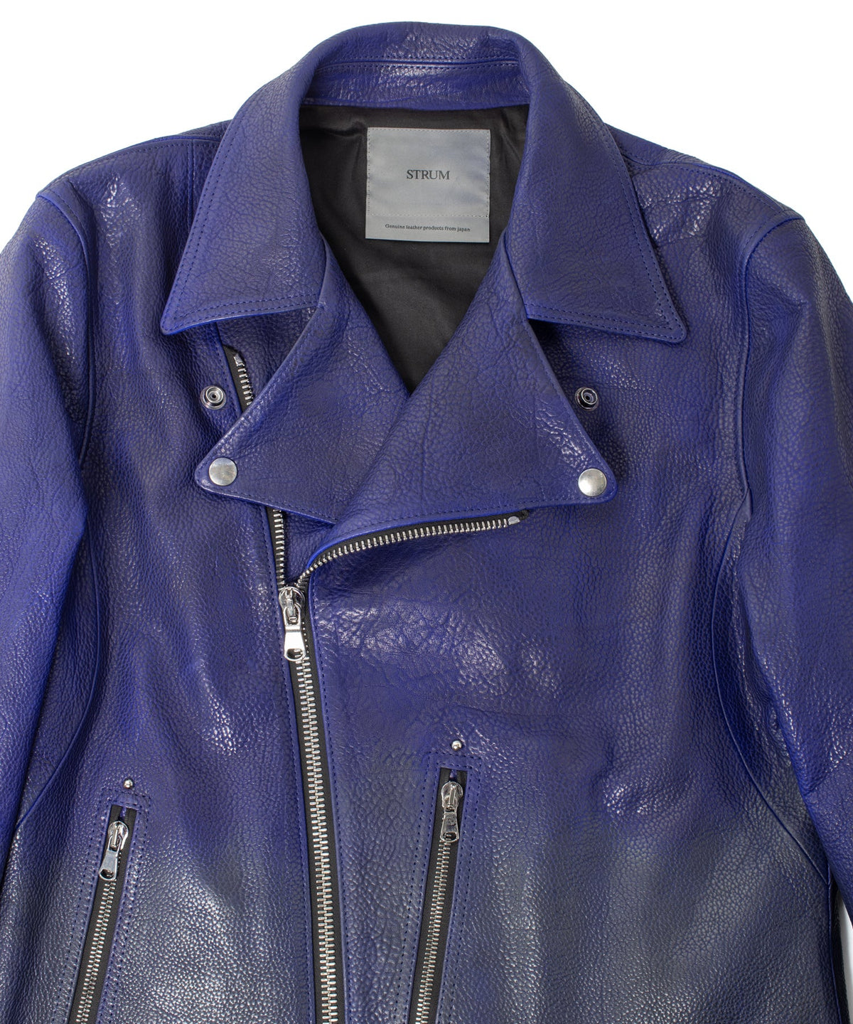 フルベジタブルタンニン鞣し イタリアン シュリンク ダブルショルダー 燃焼製品染め Burning Dyed  HI-FLYER Grande Fit ダブルライダースジャケット - ASH AZU-5