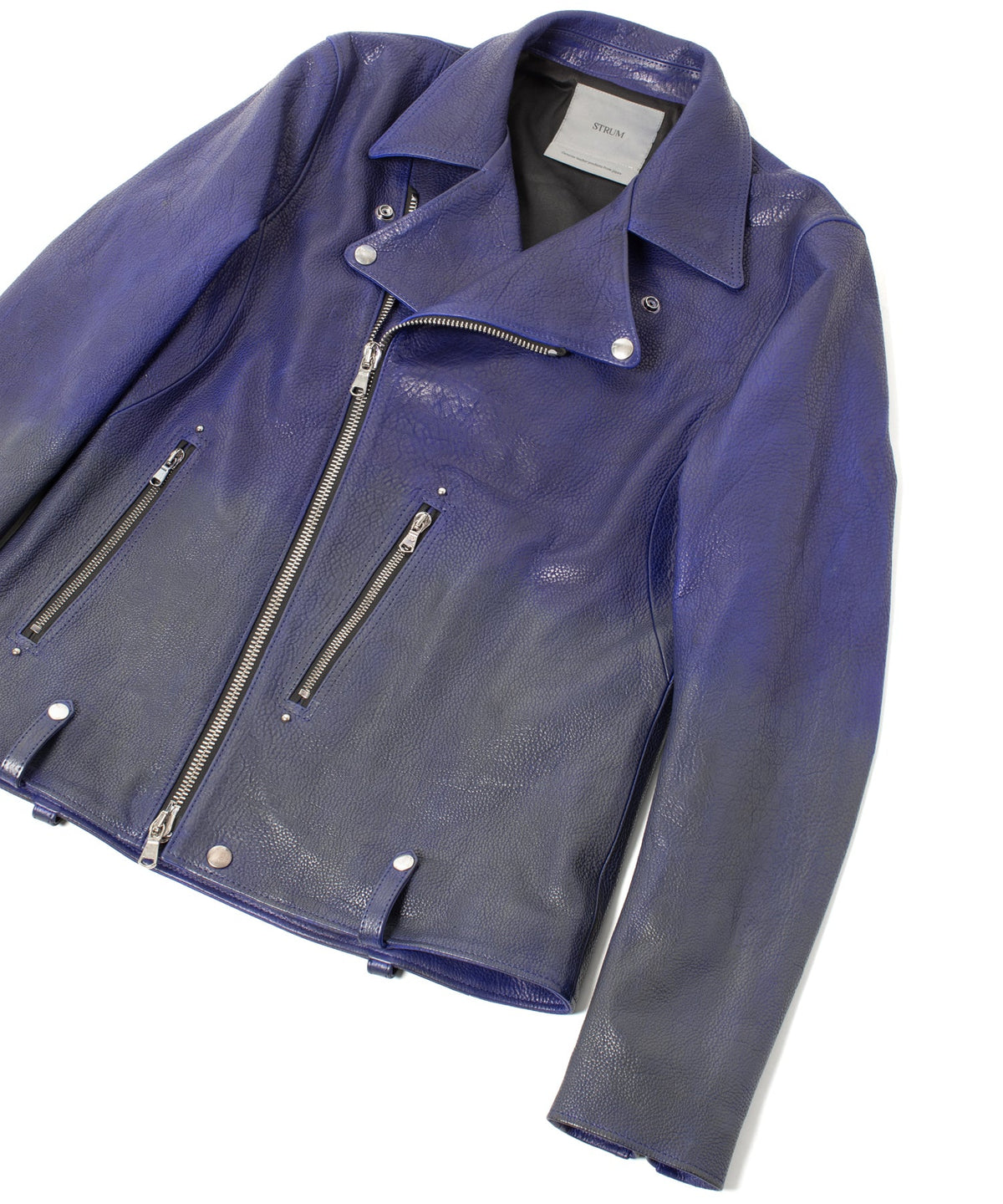 フルベジタブルタンニン鞣し イタリアン シュリンク ダブルショルダー 燃焼製品染め Burning Dyed  HI-FLYER Grande Fit ダブルライダースジャケット - ASH AZU-18
