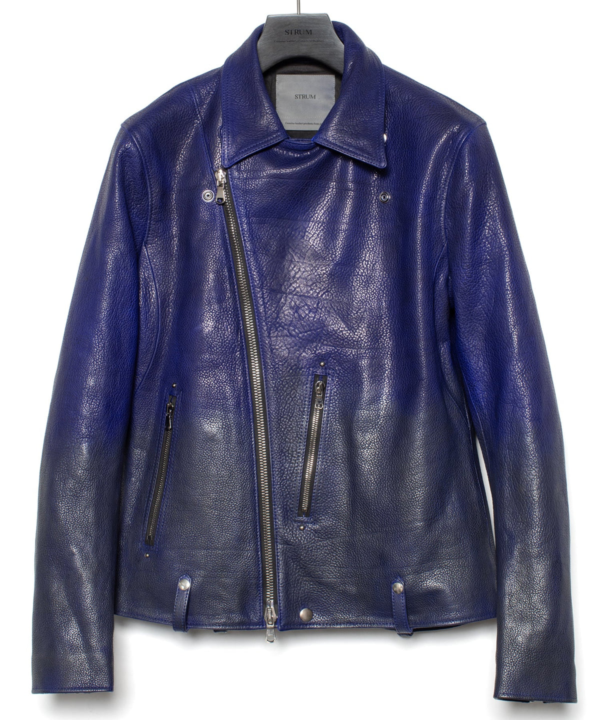 フルベジタブルタンニン鞣し イタリアン シュリンク ダブルショルダー 燃焼製品染め Burning Dyed  HI-FLYER Grande Fit ダブルライダースジャケット - ASH AZU