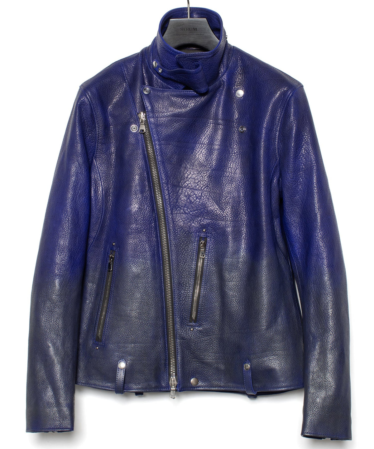 フルベジタブルタンニン鞣し イタリアン シュリンク ダブルショルダー 燃焼製品染め Burning Dyed  HI-FLYER Grande Fit ダブルライダースジャケット - ASH AZU-3