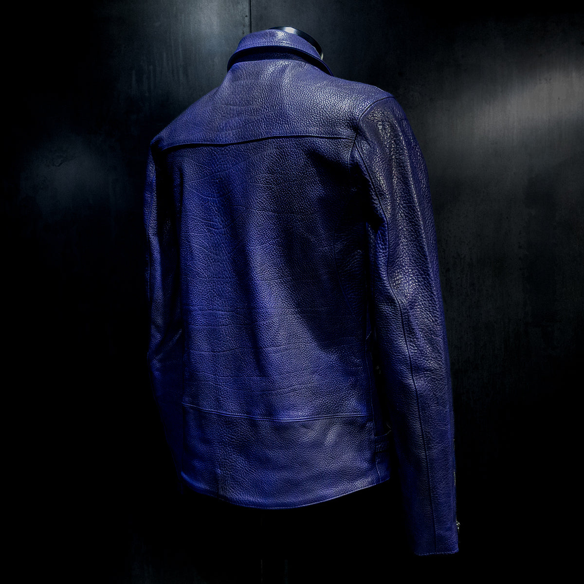 STRUM distortion限定 フルベジタブルタンニン鞣し イタリアン シュリンク ダブルショルダー  Burning Dyed（燃焼製品染め）  LIST ダブルライダースジャケット - AZURITE-4