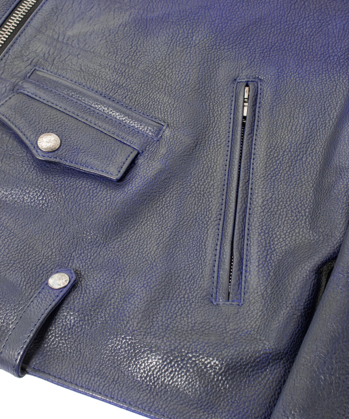 フルベジタブルタンニン鞣し イタリアン シュリンク ダブルショルダー 燃焼製品染め Burning Dyed  JOEY ダブルライダースジャケット - ASH AZU-7