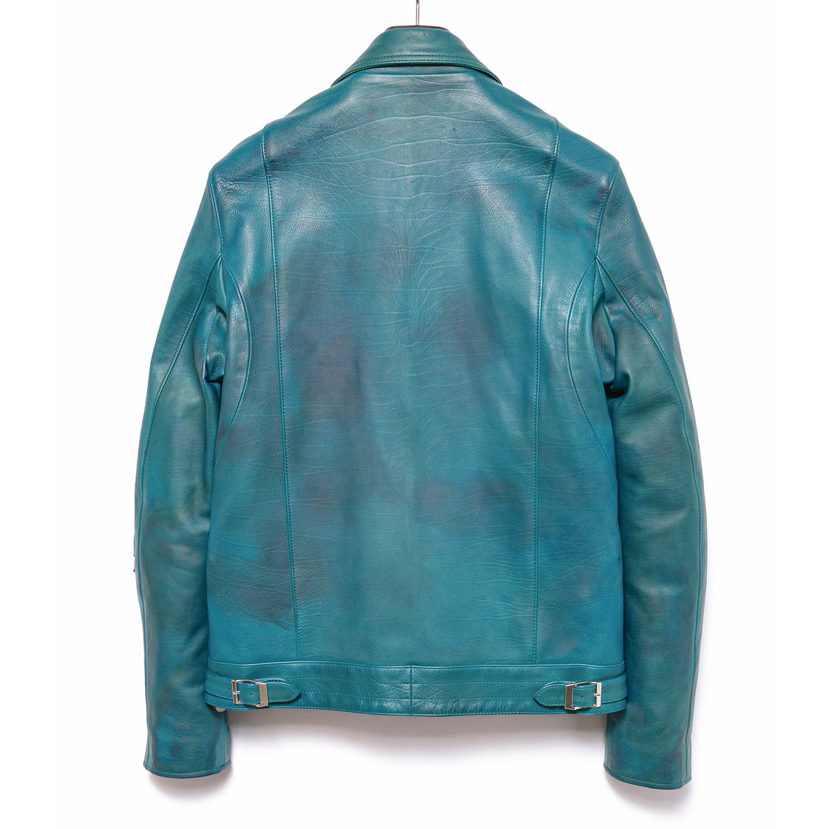 ハイブリッド タンニン鞣し カーフスキン Burning Dyed（燃焼製品染め）SPEEDER ダブルライダースジャケット - DARK VIRIDIAN-10