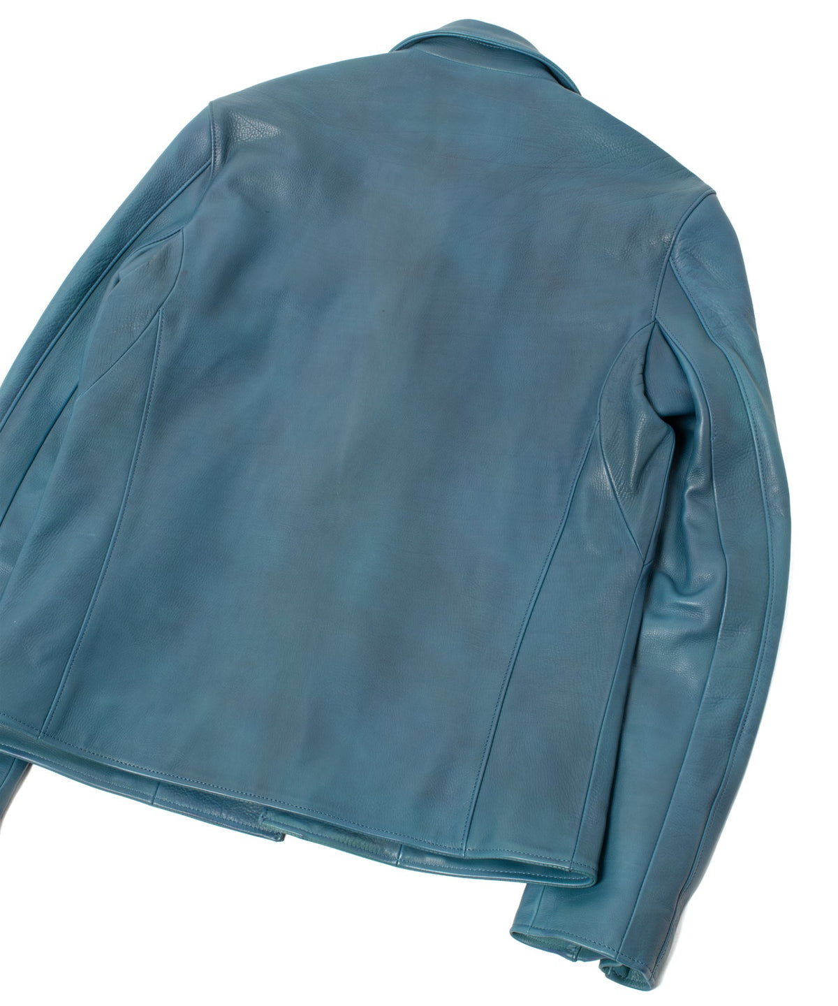 ハイブリッド タンニン鞣し カーフスキン Burning Dyed（燃焼製品染め）KAI ダブルライダースジャケット - DARK VIRIDIAN-15