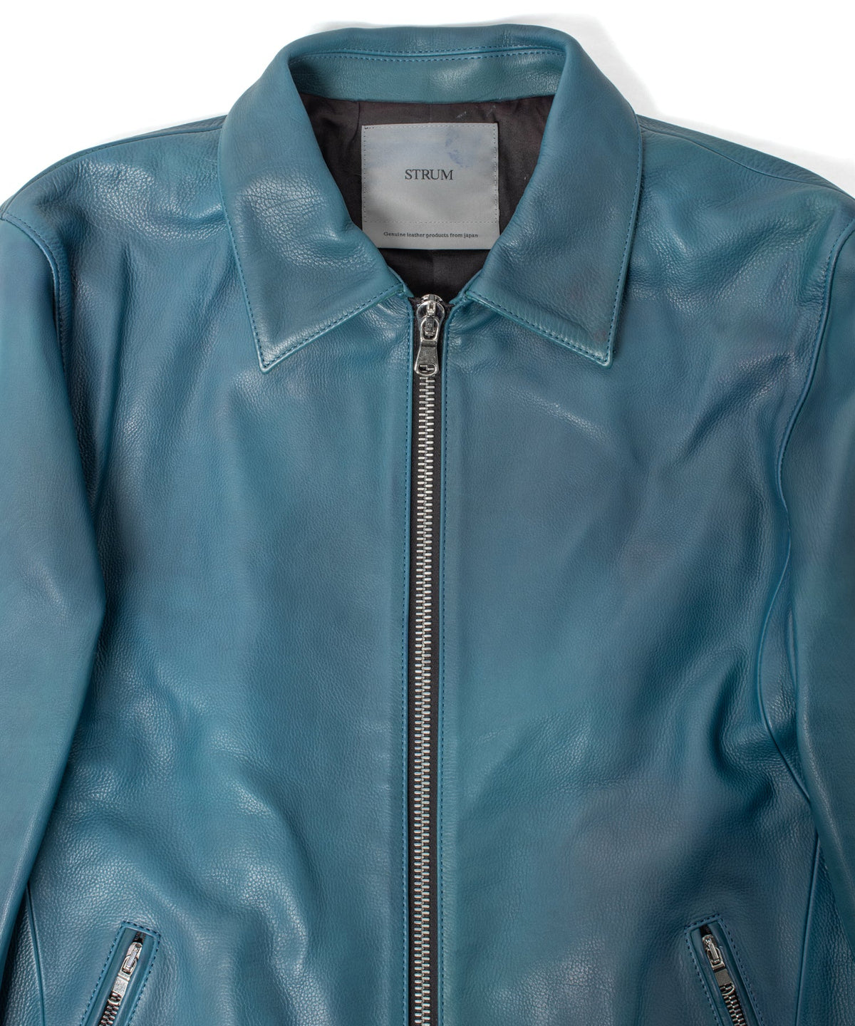 ハイブリッド タンニン鞣し カーフスキン Burning Dyed（燃焼製品染め）VINCENTS シングルライダースジャケット - DARK VIRIDIAN-3