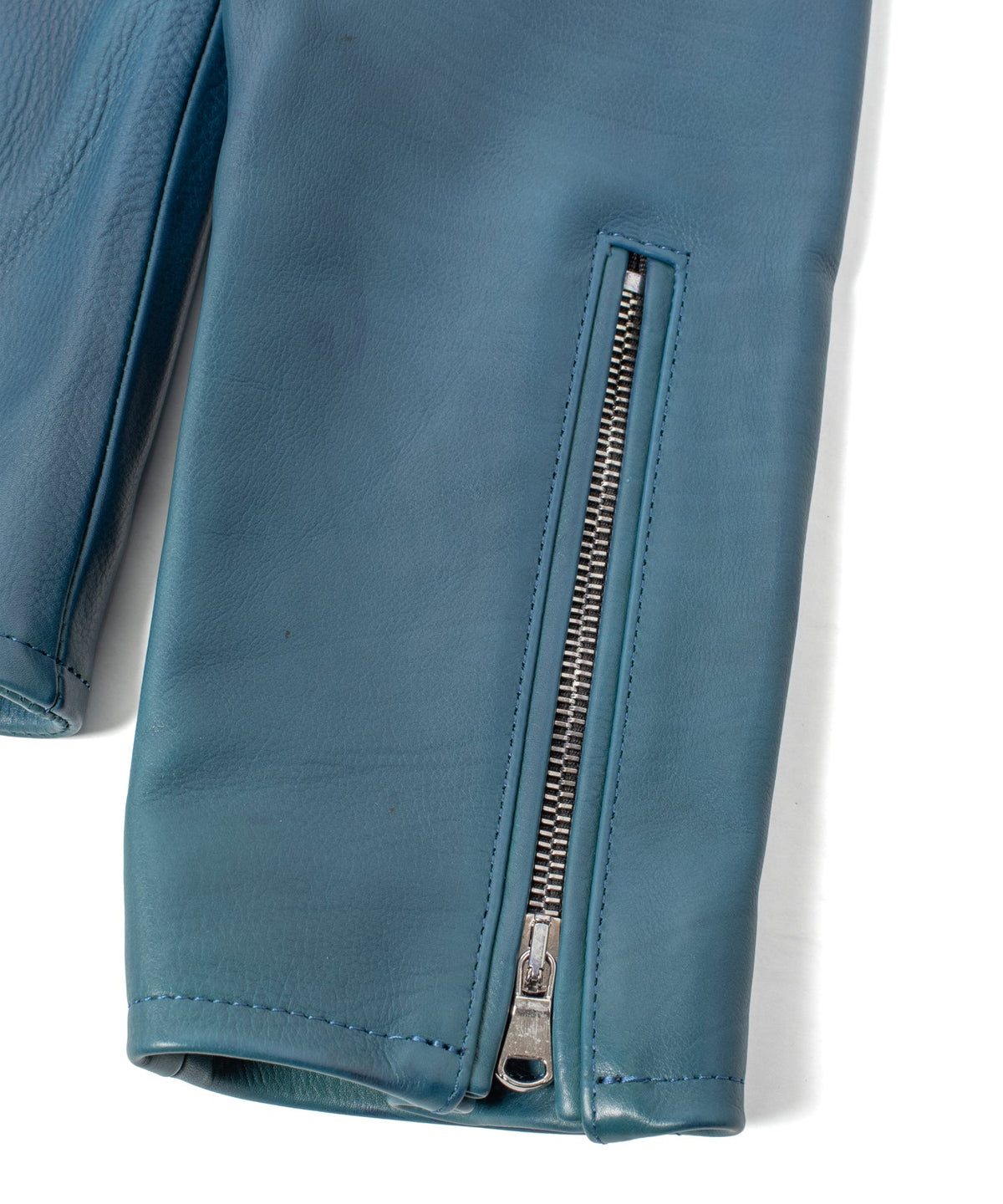 ハイブリッド タンニン鞣し カーフスキン Burning Dyed（燃焼製品染め）VINCENTS シングルライダースジャケット - DARK VIRIDIAN-5