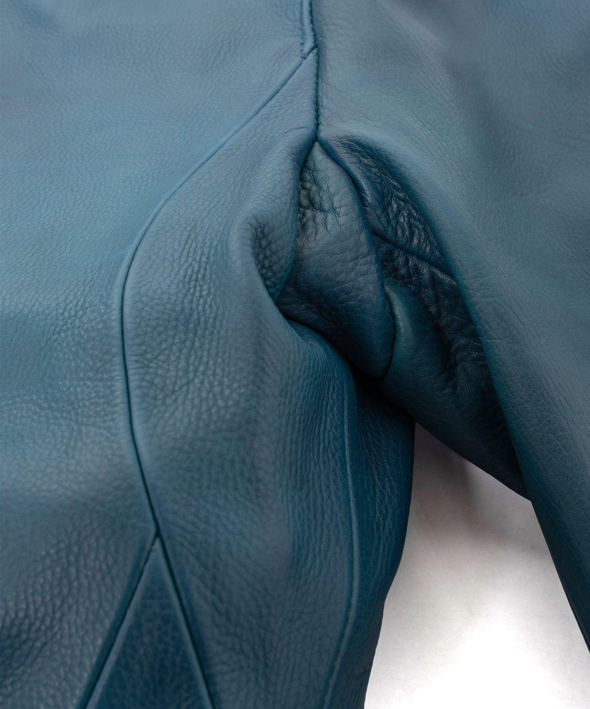 ハイブリッド タンニン鞣し カーフスキン Burning Dyed（燃焼製品染め）VINCENTS シングルライダースジャケット - DARK VIRIDIAN-10