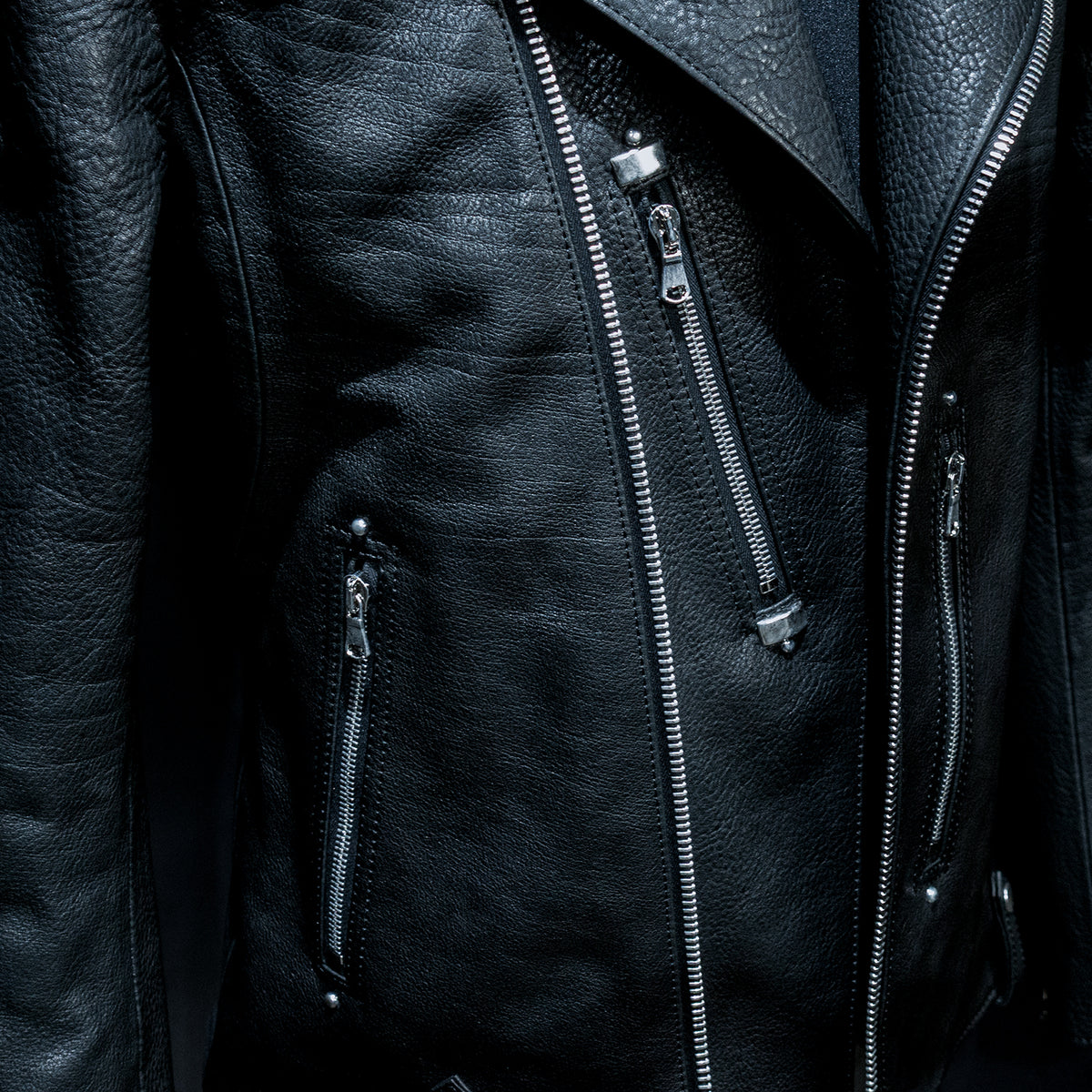 フルベジタブルタンニン鞣し イタリアン シュリンク ダブルショルダー HI-FLYER ダブルライダースジャケット - BLACK-11