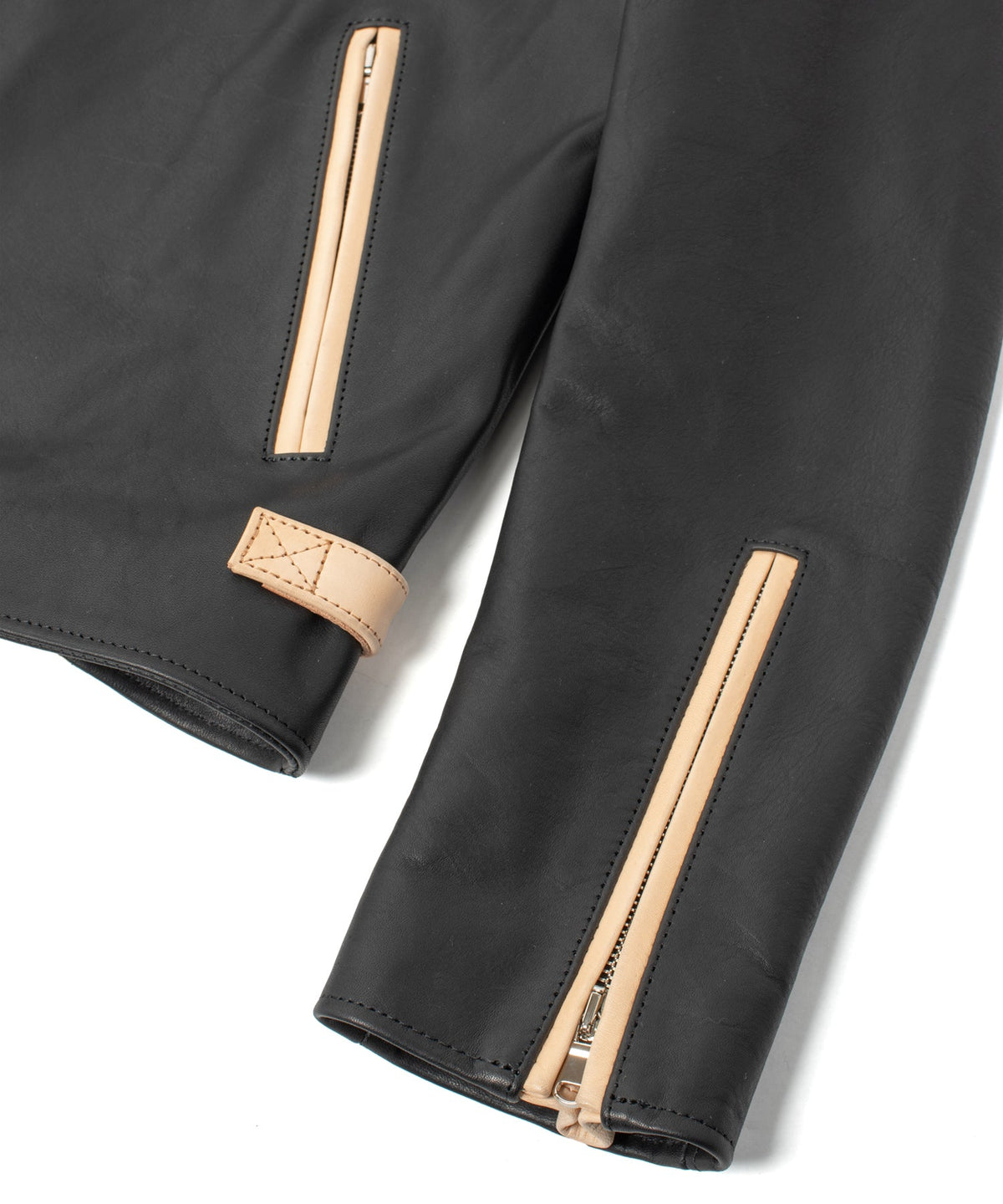 フルタンニン ジャパン オイル ステア KAI 2 ダブルライダースジャケット - BLACK × NATURAL-8