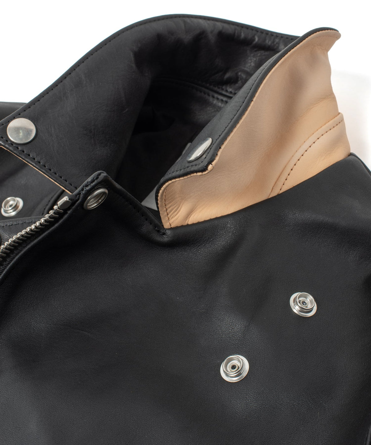 フルタンニン ジャパン オイル ステア KAI 2 ダブルライダースジャケット - BLACK × NATURAL-7