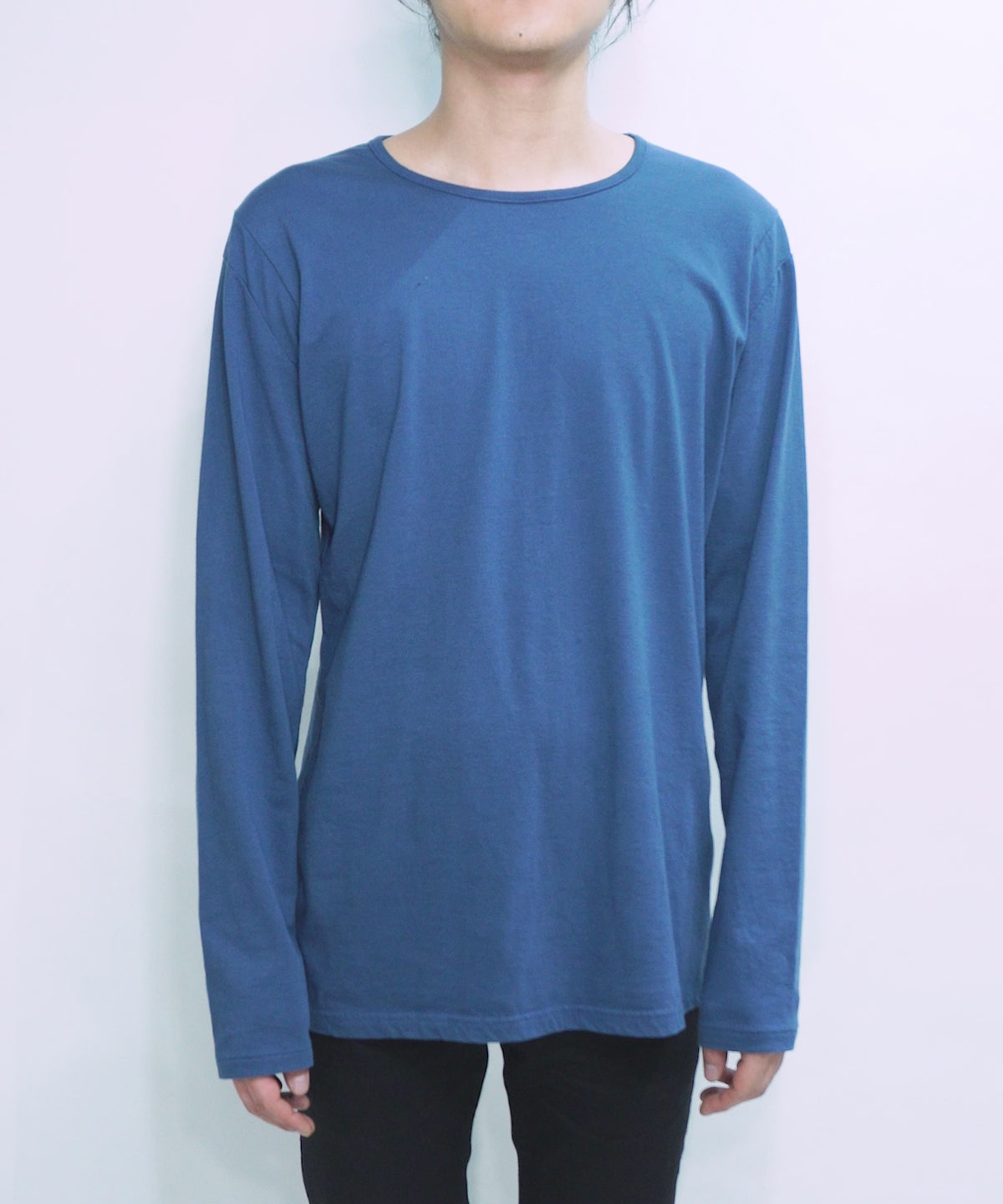 30/- ナチュラルソフト天竺 クルーネック ロングスリーブ T シャツ - GRAY BLUE-7